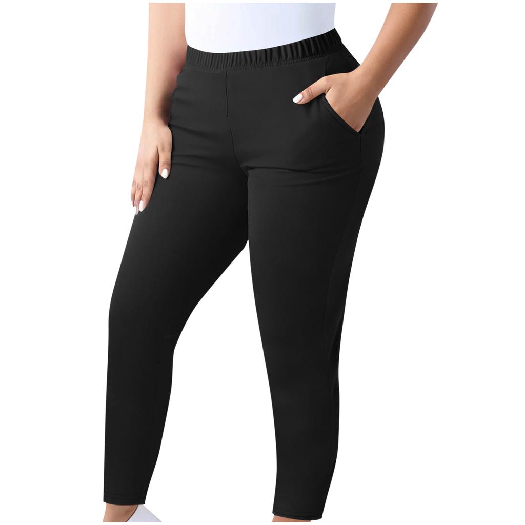 Plus Size Women Casual Yoga Leggings Stretchy Waistband Full Length Pants Comfortable Fit Suitable for Various Activities and Daily Wear
