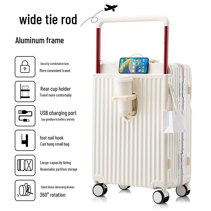 2025 Wide Drawbar Front-Opening 20-inch Suitcase & 26-inch Customizable Universal Wheel Trolley