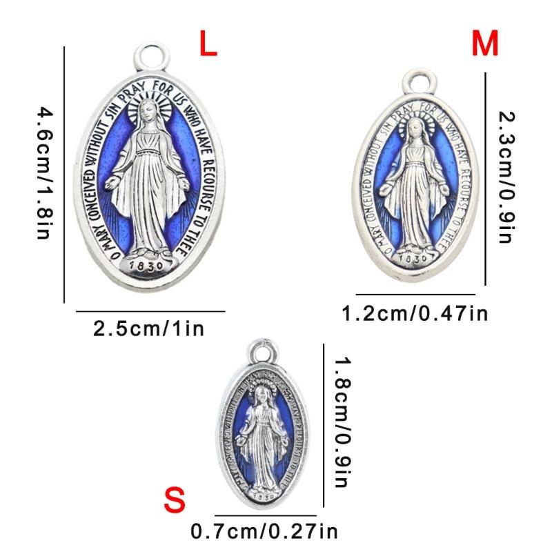 10 Pieces Retro Blessed Virgin Pendant Oval  Medal Charm Pendant for Chain Necklace or Rosary Catholic Jewelry