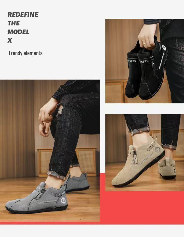Men's Lightweight Mid-Top Slip-On Casual Shoes - Versatile, Fashionable, Wear-Resistant, and Anti-Slip Flats