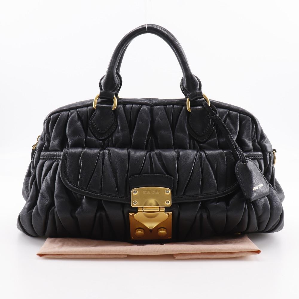 MIUMIU Materasse Handbag RR1300 black leather Women Used