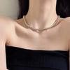 Black Ribbon Bow Pearl Necklace Women's Fashion Summer Light Luxury Niche Collarbone Chain Neck Chain Collar Accessories