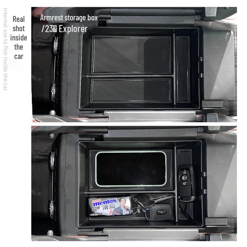 Verbesserte Aufbewahrungsbox für das Armlehnenfach des Ford Explorer 2023