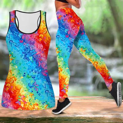 Kallima Inachus Print Yoga-Outfit für Damen Mode Trainingsleggings Fitness Sport Casual Yoga-Set Sportanzug