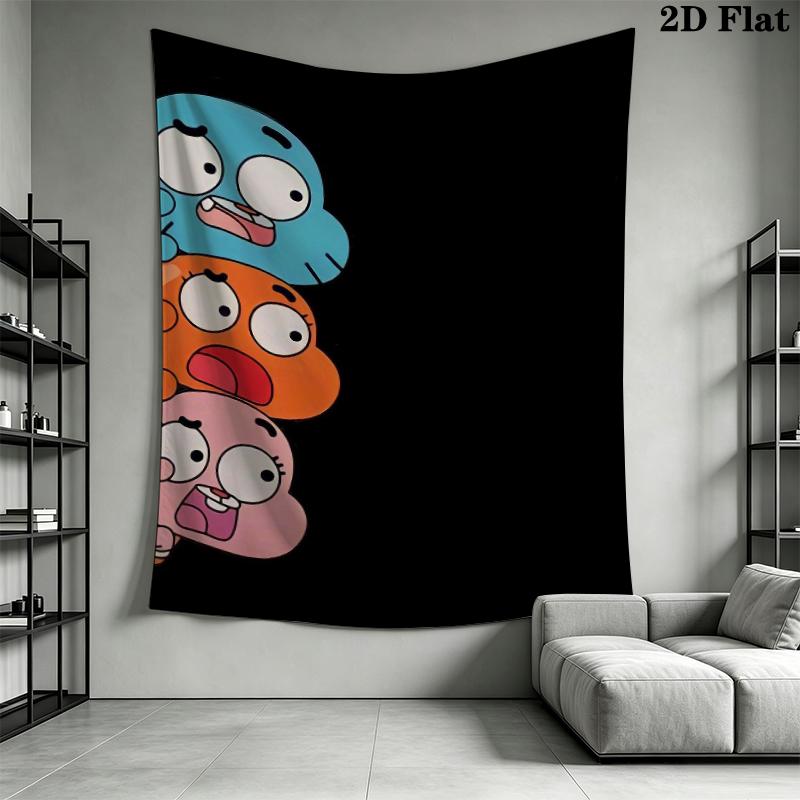 The Amazing World of Gumball Wall Tapestry Aesthetic Wall Hanging Printed Fabric Blanket Decorative Tapestries for Bedroom Living Room Home Decor
