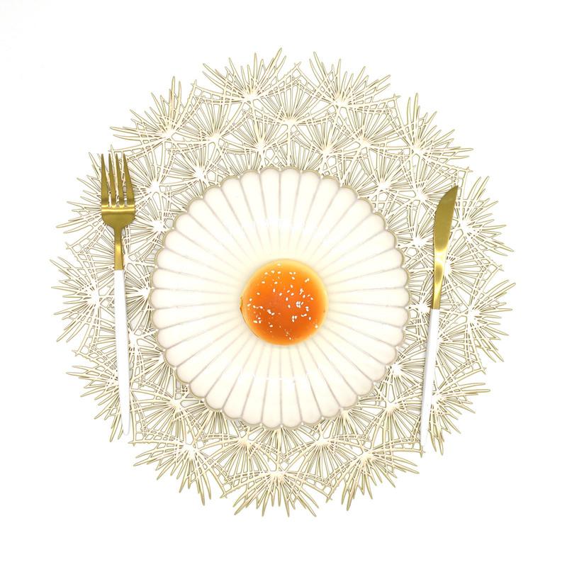 2/4PCS Dandelion Placemat for Dining Table PVC Plastic Hollow Coaster Table Bowl Mats Set Holiday Party Home Decor Wedding Party