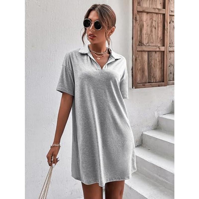 Summer Collar Short Sleeved Dresses Casual Loose Women's Dress