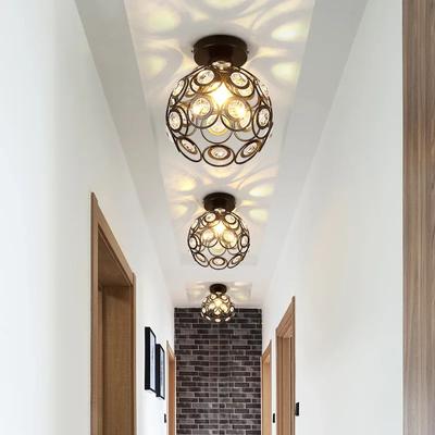American Balcony Ceiling Lamp Aisle Lamp Corridor Entrance Hall  Simple Personalized Creative Iron Crystal Lamp
