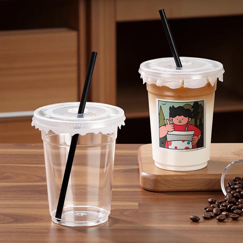 CLITON Disposable Transparent Plastic Cups with Lids
