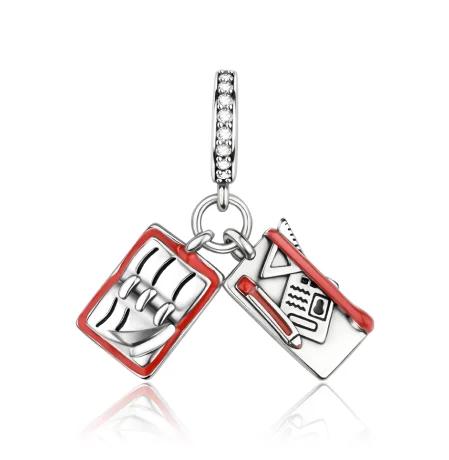 Copper Metal Dangle Charm Bead Component Colorful Musical Card Camera Sunglasses Note Bead Components Designed For Necklace Do It Yourself Bracelet