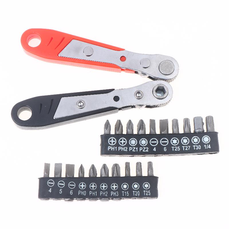 Black Red Mini Socket Wrench Ratchet Fast Ratchet Wrench Multi-functional Ratchet Screwdriver DIY Repair Hand Tools