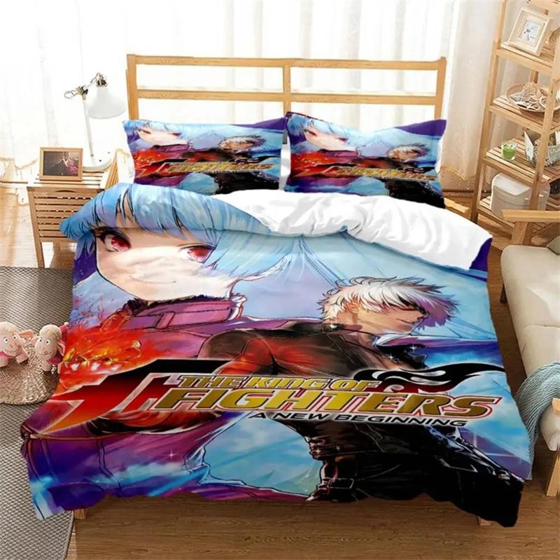 Anime King of Fighters KOF Bedding Set,Duvet Cover Comforter Bed Set Quilt Cover Pillowcase,King Queen Twin Size Boys Girls