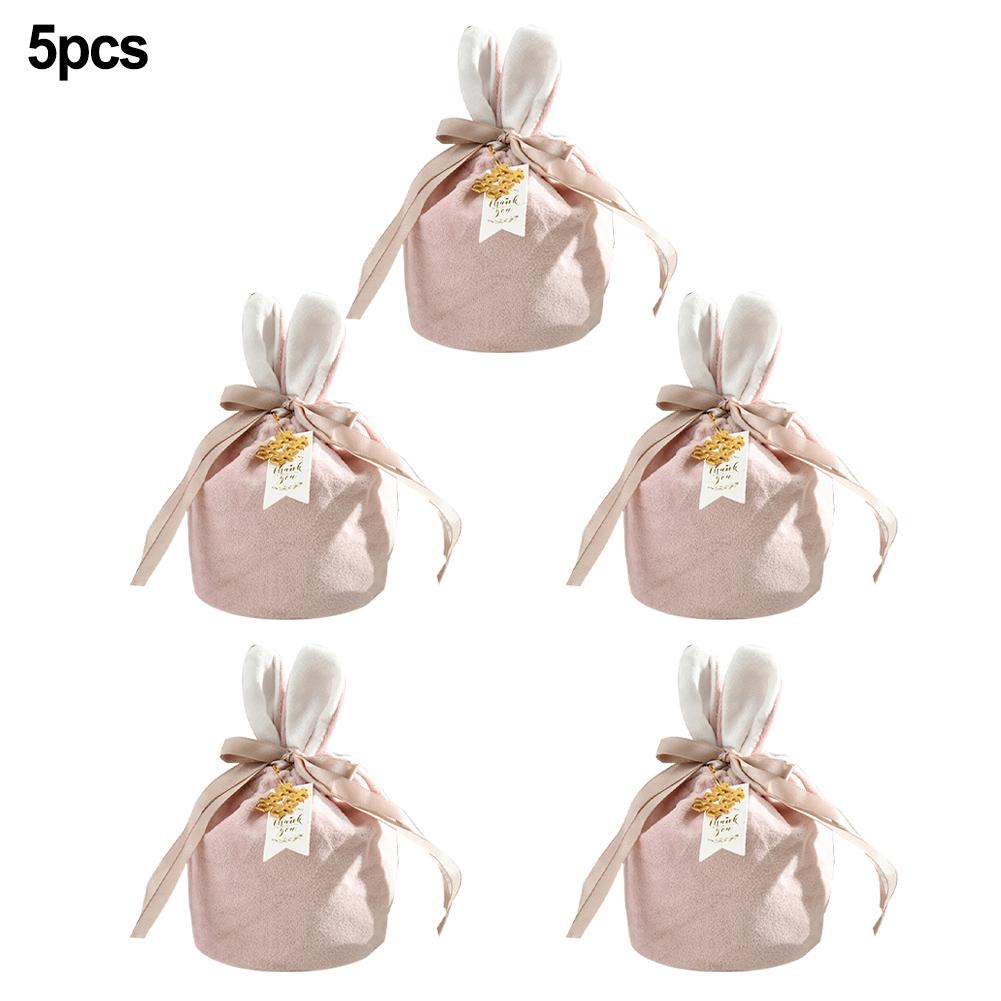 

Набор из 5 свадебных сумок для конфет, элегантные подарочные пакеты с бархатной лентой, высокое качество Small: 12X10cm розовый