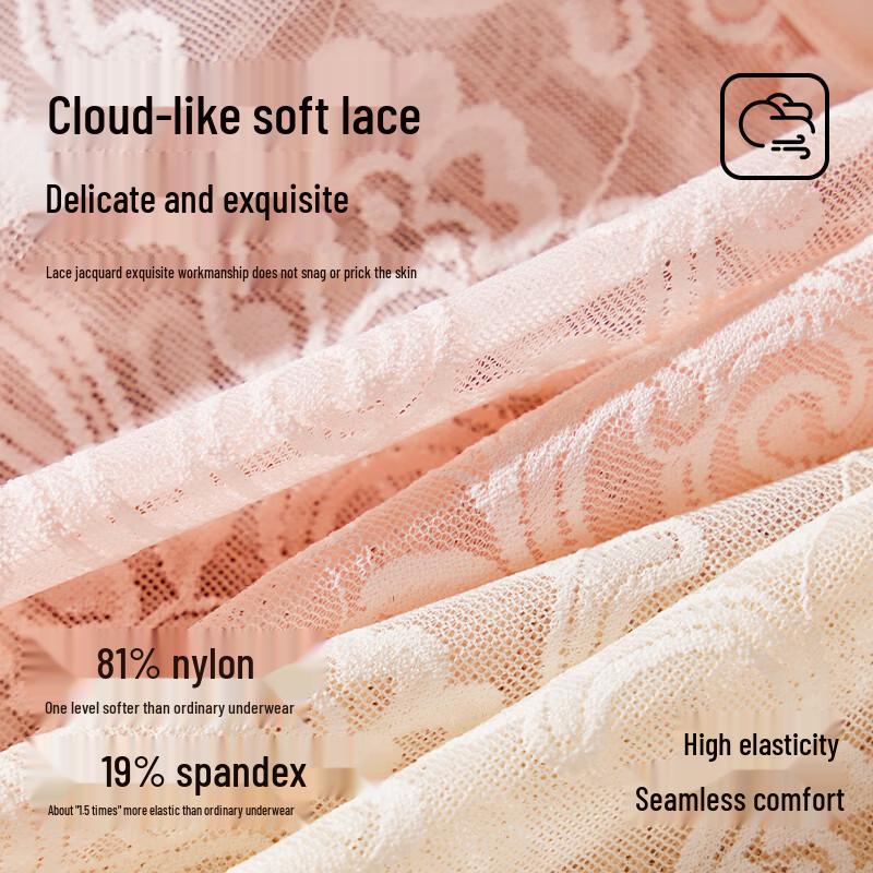 Urban Beauty Women's Seamless Lace Mid-Rise Briefs with Silk Gusset