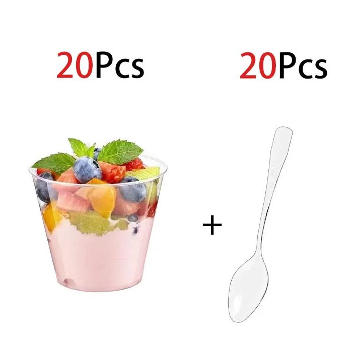 

250/360/500ml Disposable Salad Cups Transparent Plastic Dessert Cups Container With Dome Lids For Ice Cream Cupcake Coffee Party