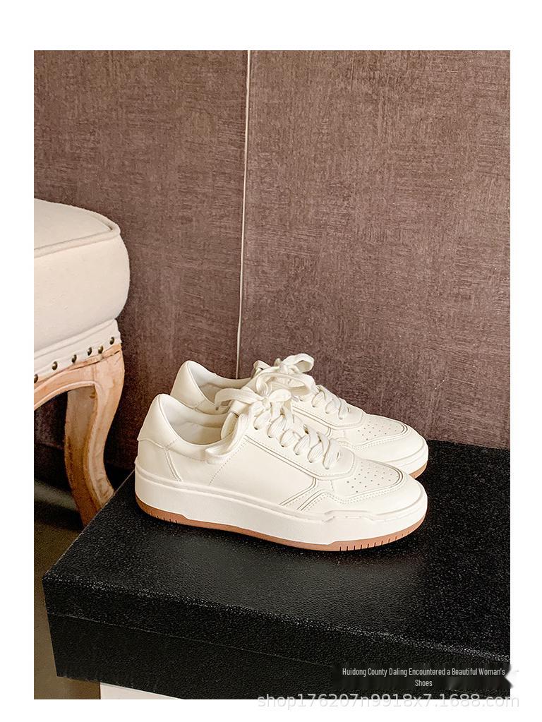 Damskie 2025 Nowe Oddychające Niemieckie Trenerki, Okrągły Nosek, Sznurowane, Gruba Podeszwa, Zwiększające Wysokość, Wszechstronne Casualowe Białe Buty Sportowe