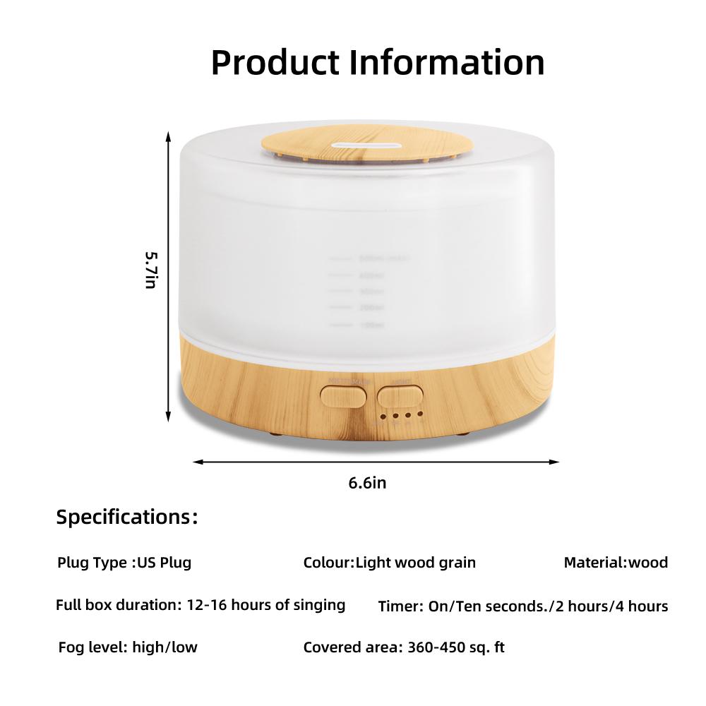 Diffuser For Home Space Saving 500ml Diffuser  Powerful 5 In 1 Functionality with Auto Shut Off  7 Calming Light Options +  Esse