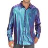 Men Casual Shirt Lapel Long Sleeve Single Breasted Shirt Tops Solid Color Loose Fit Twill Glossy Tops Daily Wear
