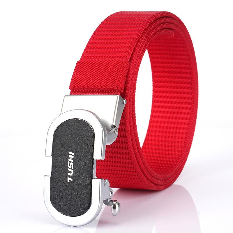 New Men'S Commuting Belt With Automatic Buckle Nylon Waistband, Outdoor Leisure Versatile Double-Layer Thick Belt