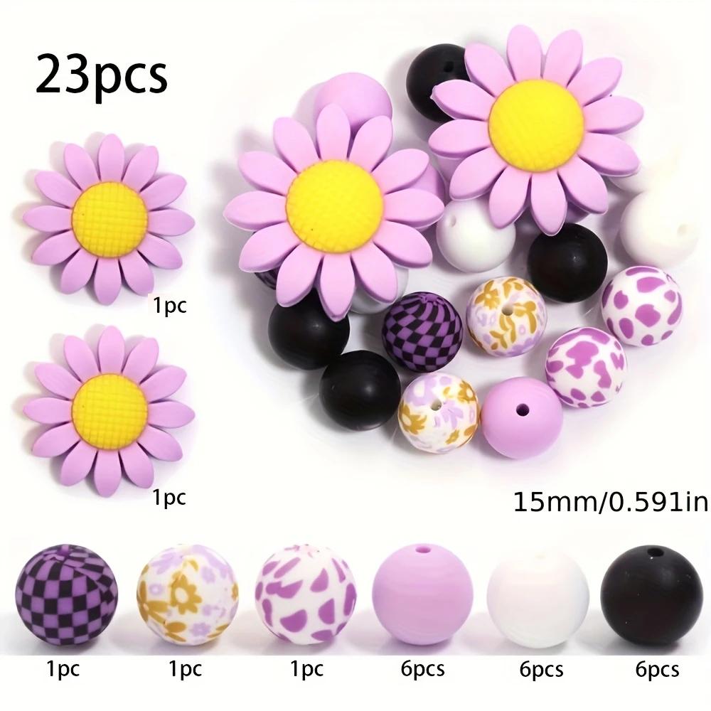 

23/30PCS 2D Unicorn series silicone bead set, perfect for DIY handmade crafts such as keychains, necklaces, bracelets, etc
