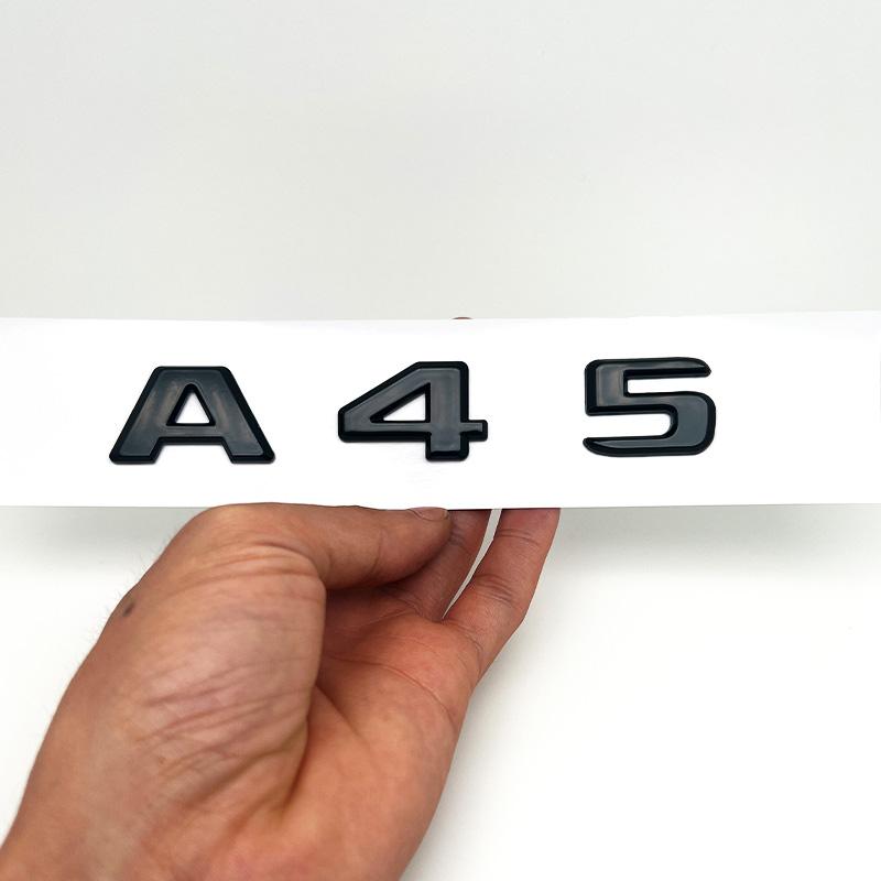 3D ABS Glossy Black Car Fender Badge Turbo 4MATIC Sticker Rear Trunk AMG Emblem A45 Logo For Mercedes Benz A 45 AMG W176 W177
