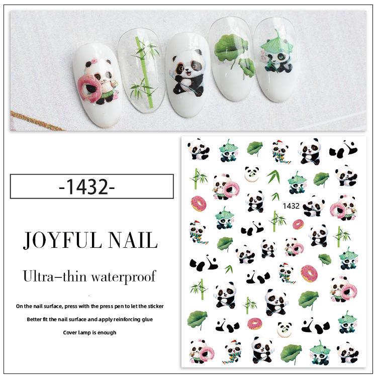 3D Národní styl Panda & Bambusové samolepky na nehty