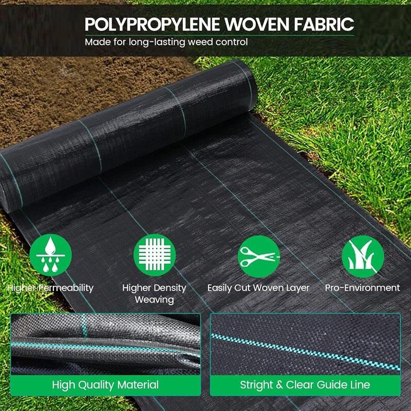 Black Agricultural Anti Grass Cloth PP Garden Weed Barrier Fabric Permeable Anti-Weed Mesh Geotextile Greenhouse Weeding Mat