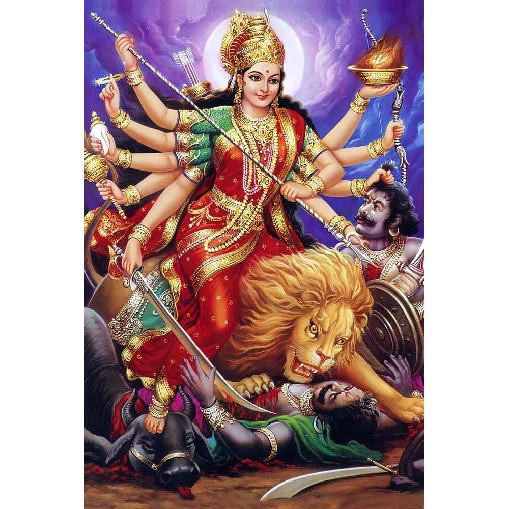 

@ Indian Traditional Goddess Durga Ambe Waterproof Poster 316Gm Zr-9016-60%Off