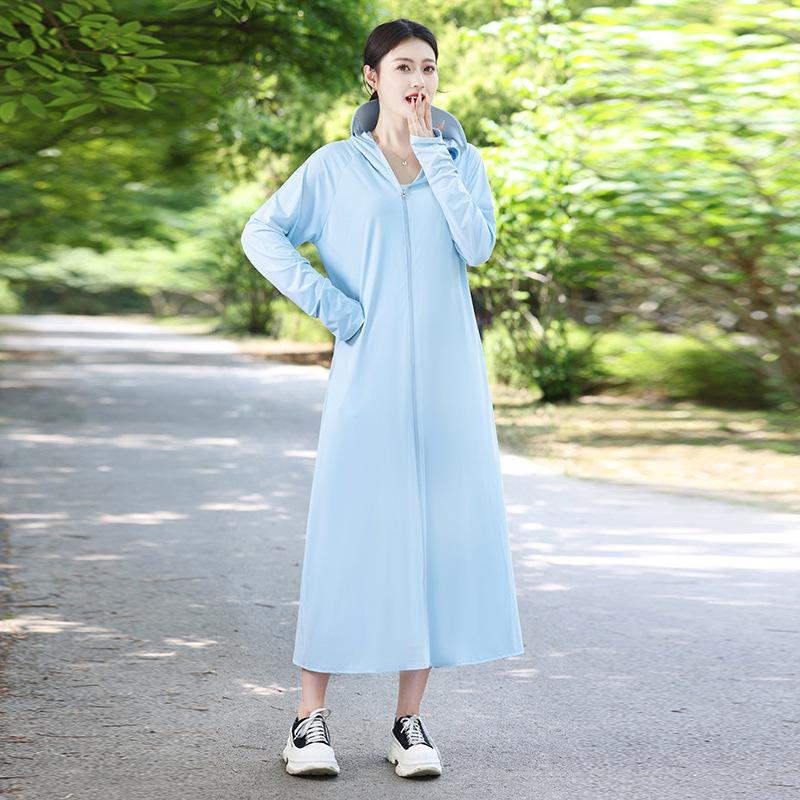 

Women s Summer Hooded Sun Protection Jacket - Lightweight, Full-Length, Loose Fit for Middle-Aged Women 5XL (145-165 lbs) синій