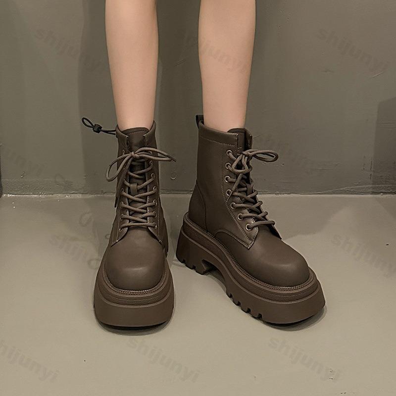 Women's Ankle Boots New Autumn  Retro British Platform Short Boots High-quality Fashion Retro Leather Botas Para Mujer