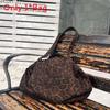 Leopard Print Suede Handbag With Zipper Closure For Daily Casual Use
