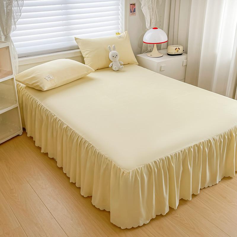 3-piece Set: Solid-color Bed Skirt + Pair of Pillowcases (without Cores), Bedspread, Mattress Cover, Bed Sheet, Bedding