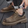 Men's Retro Pigskin Large Size Low-Top Martin Boots - Korean Style Casual Thick Sole Outdoor Workwear Shoes