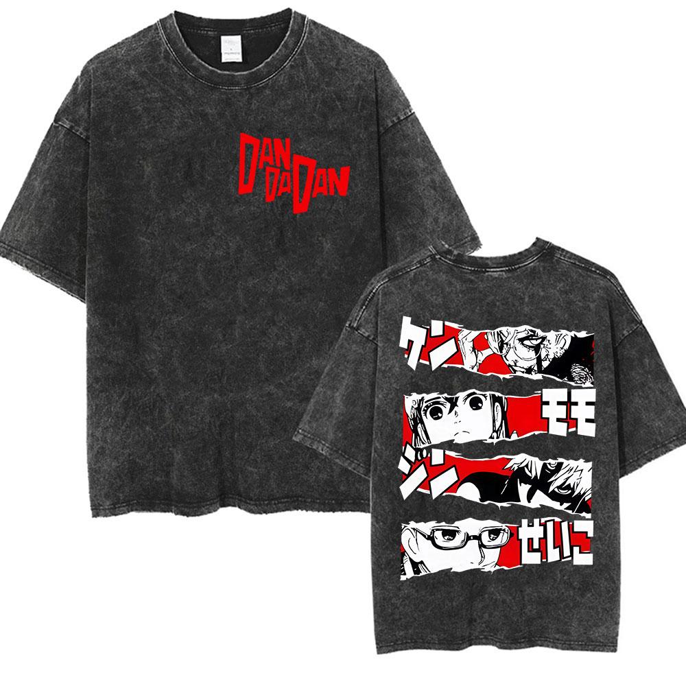 Anime Dandadan Ken Takakura Okarun Tshirt Men Women Fashion Vintage Washed Short Sleeve T Shirts Cotton Oversized Tshirts