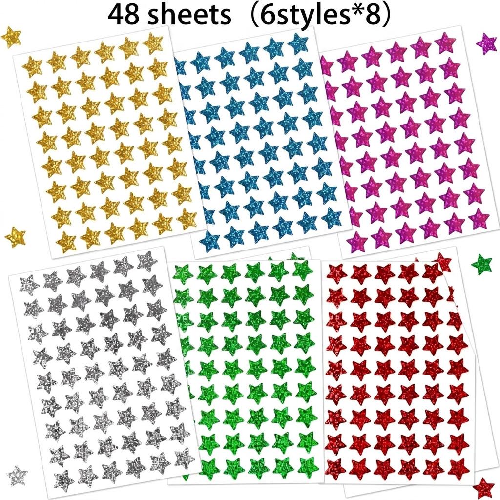 1620Pcs Holographic Star Stickers 6 Colors 1.5Cm Kids Reward Stickers For Classroom Behavior Chart Teacher Supplies