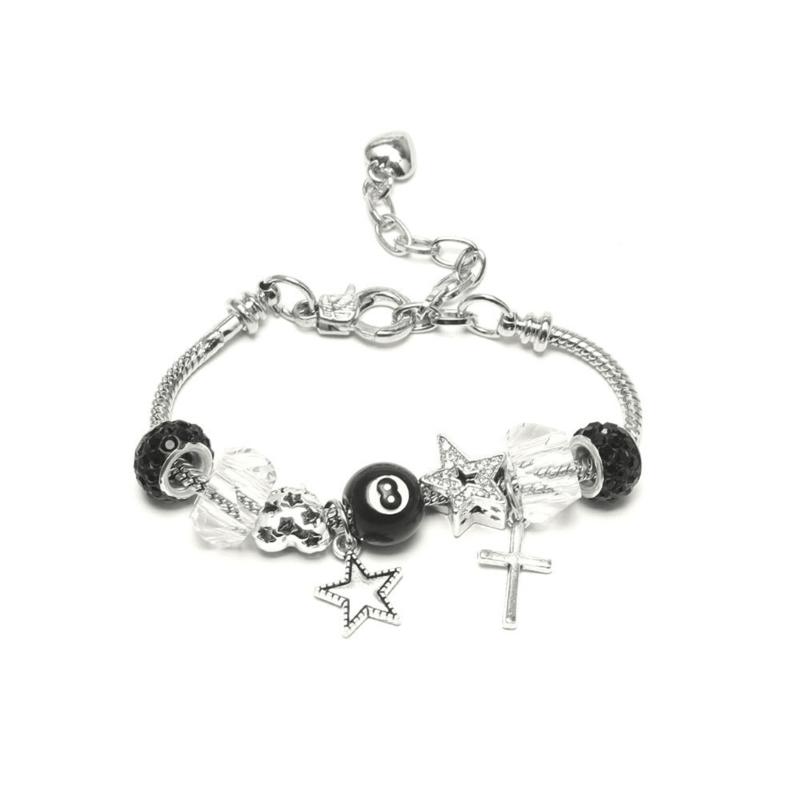 Zinc Alloy Star Crucifix Design Necklace Adjustable Lightweight Bracelet Punk Jewelry Piece For Various Occasions