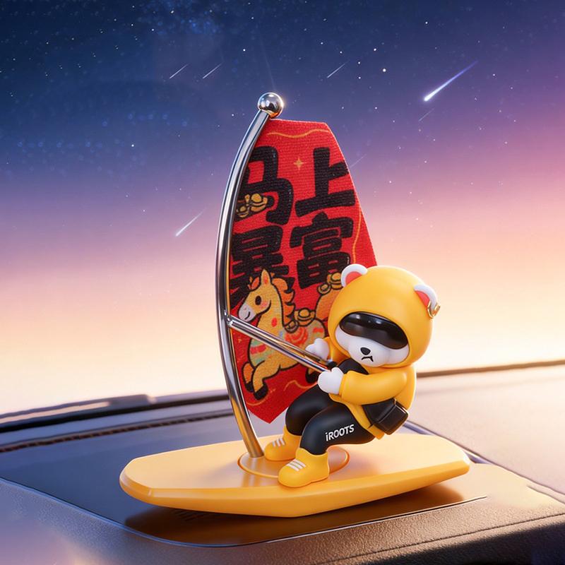 Dashboard Car Decorations Surf Bear Parking Number Plate Creative Car Cartoon Interior Interior Accessories