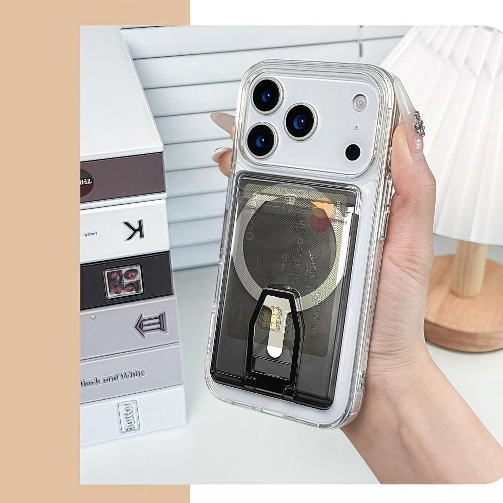 Scratch-resistant For MagSafe Wallet Transparent Simple Phone Magnetic Card Holder Acrylic for iPhone 17 16 15 14 13 12 11