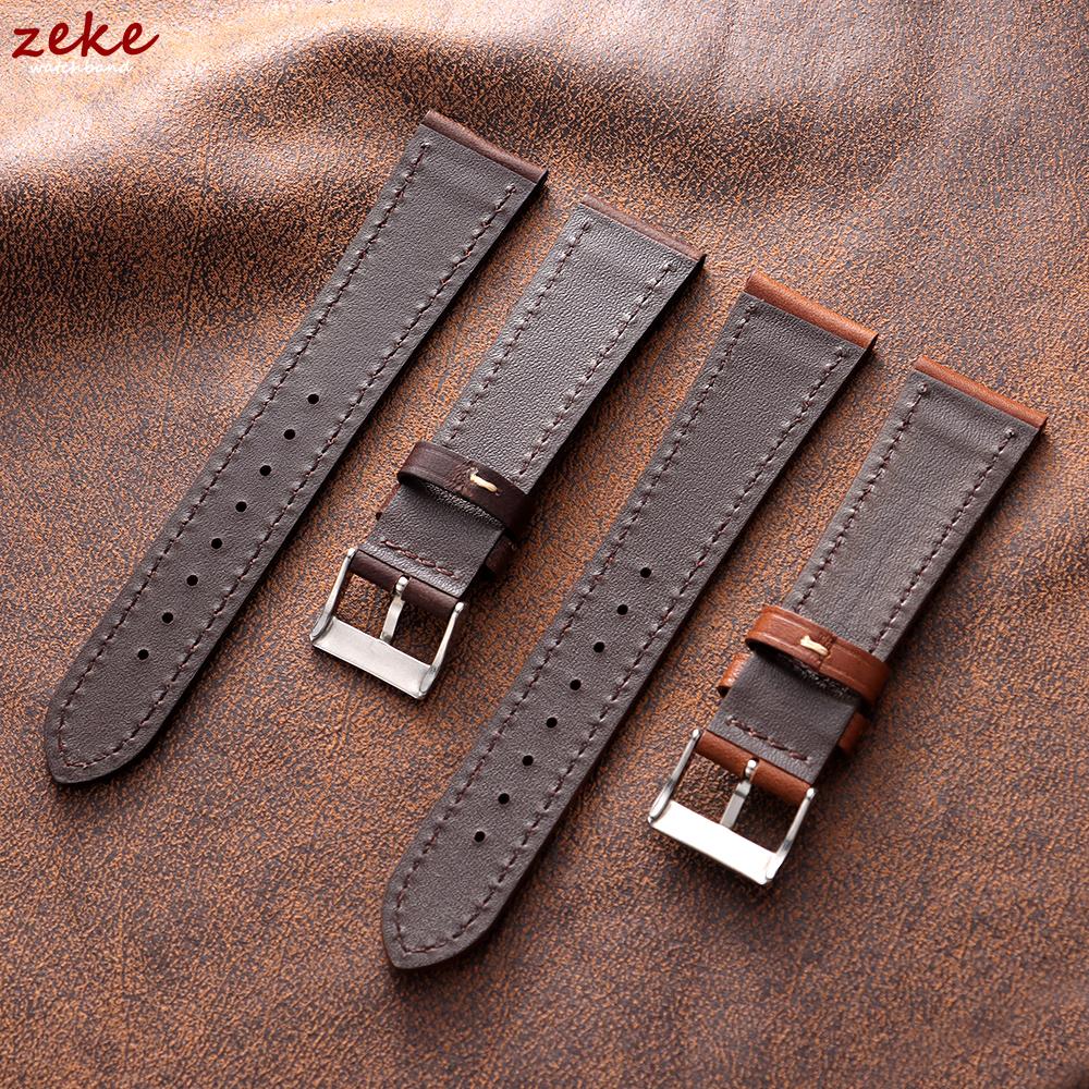 Genuine Leather Watch Band 18mm 20mm 22mm Vintage Cowhide Strap for Omega Quick Release Bracelet for Seiko Universal Wristband