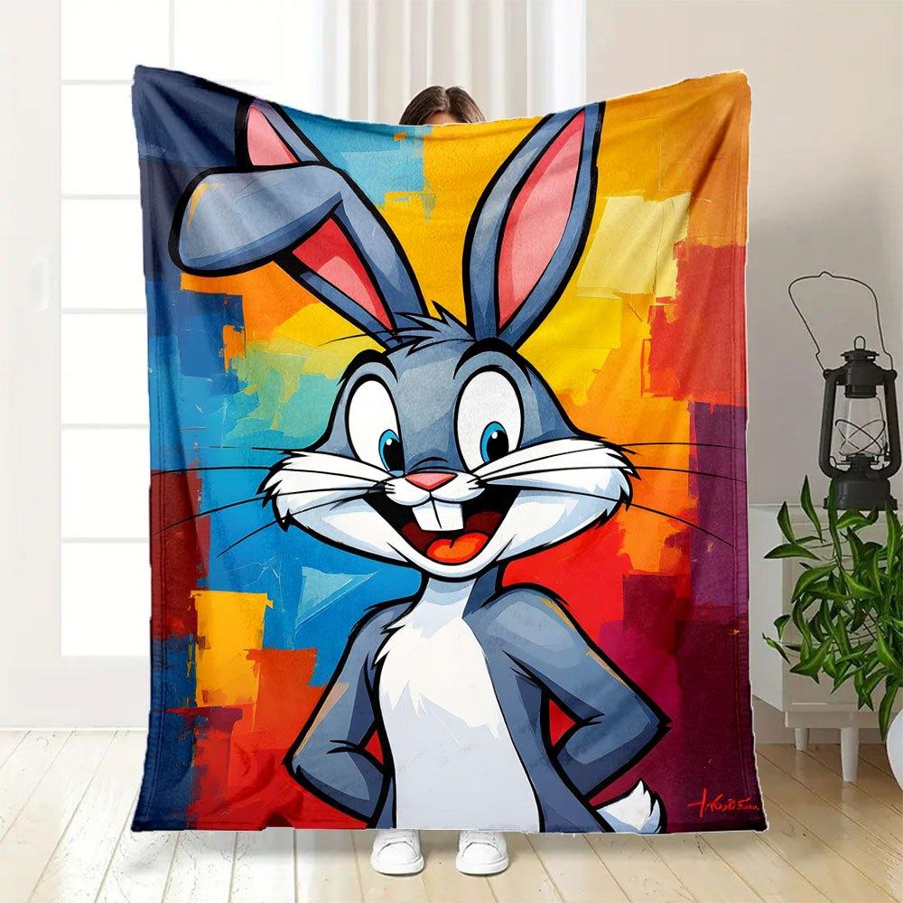 "Looney Tunes Bugs Bunny Art Print Poster"Blanket Flannel Throw Blanket for Sofa, Bed, Travel, Camping, Office