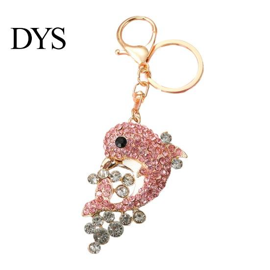Rhinestone Dolphin Charm Keychain Sparkling Sea Animal Car Key Ring Holder Backpack Anti-oxidation Purse Handbag Christmas Birthday Gifts for