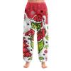 Women's Christmas  Print Trousers With Drawstring Cuffs Casual Pants And Pajamas
