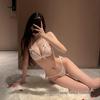 Man Yuqing Lace Temptation Lingerie Set - Gathered Bra, Panties & Sheer Pajamas