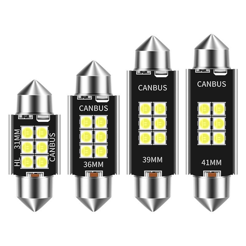 2ks 12V C5W 31mm 36mm 39mm 41mm 3030 6 SMD podsvícení auta Auto interiér kupole žárovka na čtení bílá