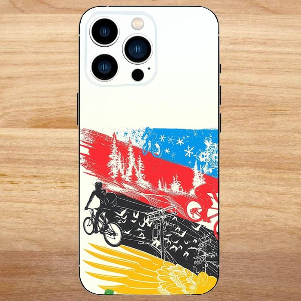 T-Tour De France Bicycle Exercise Phone Case For iPhone 16,15,14,13,12,11,Mini,Pro,SE,MAX White Matte Shockproof Cover