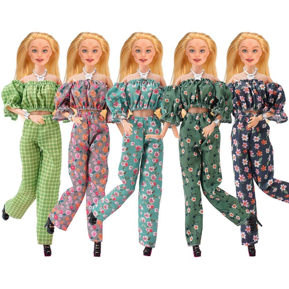 Handmade Fashion Doll Pants Casual Wear Bubble Sleeves Tops Girl Party Clothes for 30cm Dolls