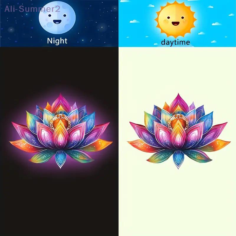 Self-Adhesive Lotus Glow-in-the-Dark Toilet Sticker Bathroom Toilet Lid Decoration Ambiance Decorative Sticker Wall Decor Decal