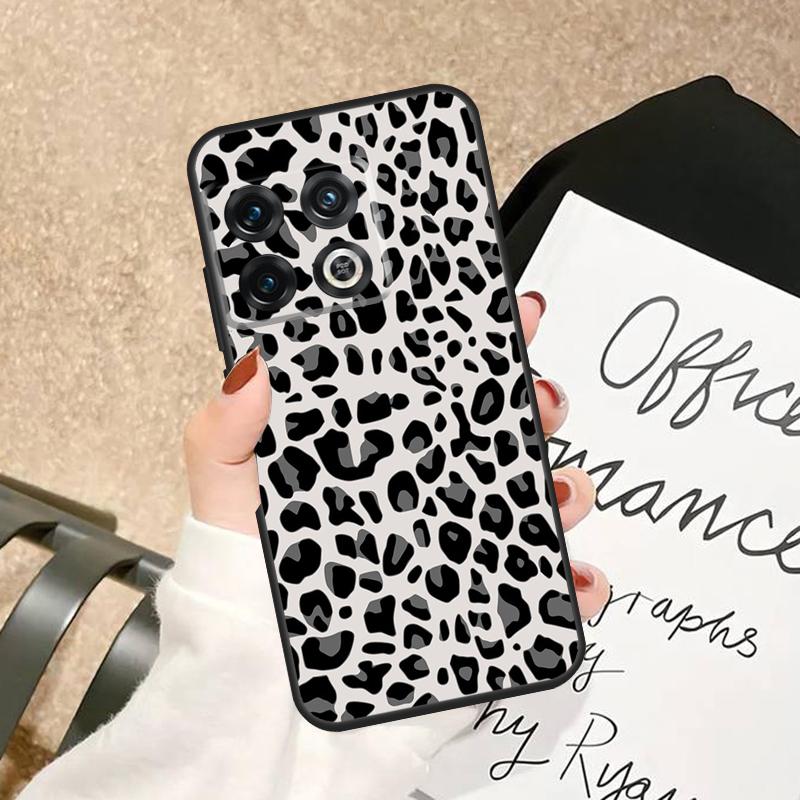 Black and White Leopard Texture Case For OnePlus 15 15R 13R 13 13T 12 12R 11 10 Pro 10T 8T Nord 5 CE 3 2 4 Lite N20 N30 Cover