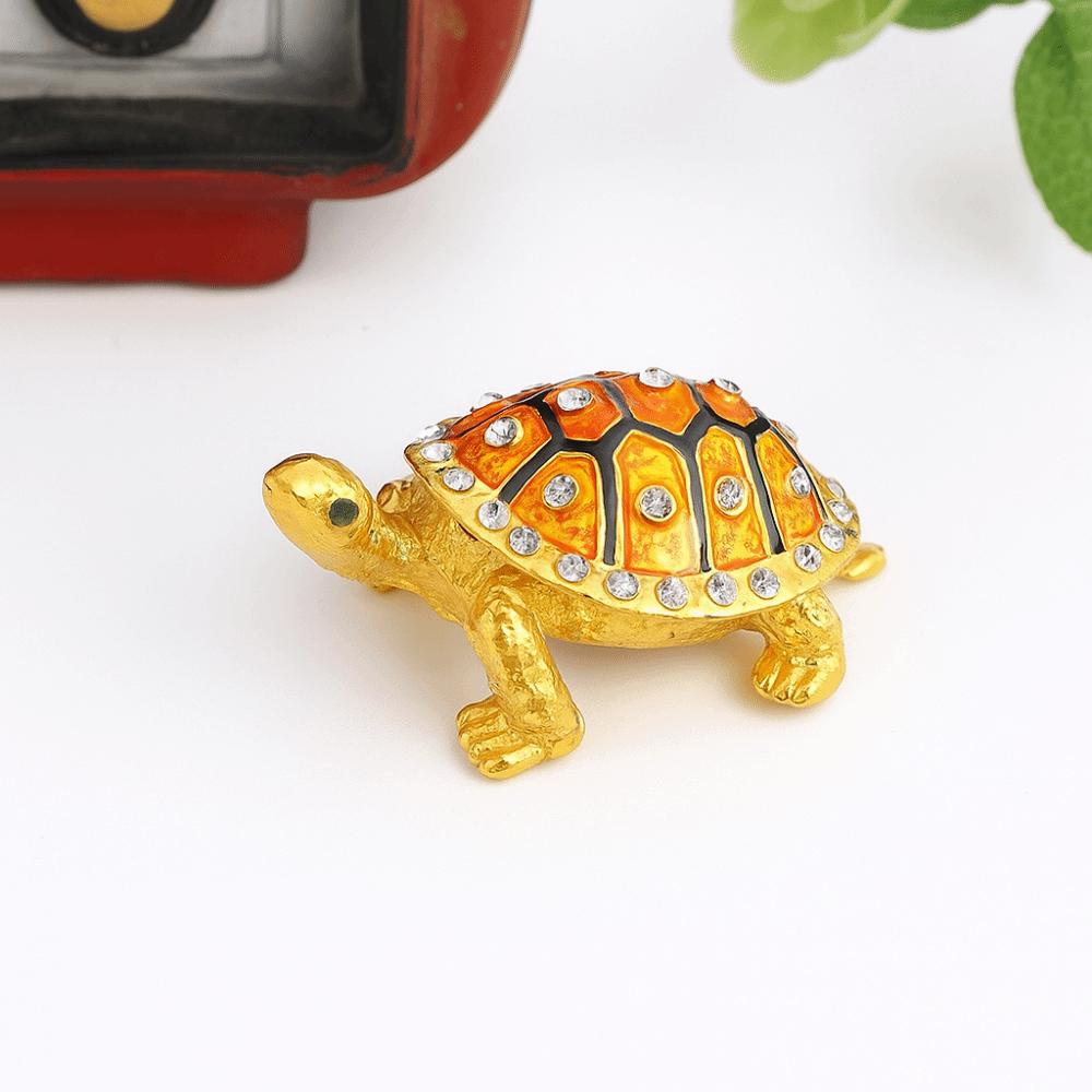 Decorative Turtle Jewelry Box Retro Metal Turtle Ornament Vintage Storage Case Gift Box