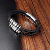 Modische 2-lagige Lederarmbänder mit Edelstahl-Magnet Trendiges mehrlagiges Armband Herren Schmuck Männliches Armband Großhandel Großmenge
